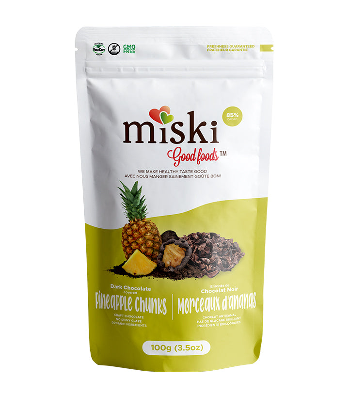 Miskichoco Tea MISKI GOOD FOODS CHOCOLATE-COVERED DRIED PINEAPPLE CHUNKS – MiskiGoodFoods